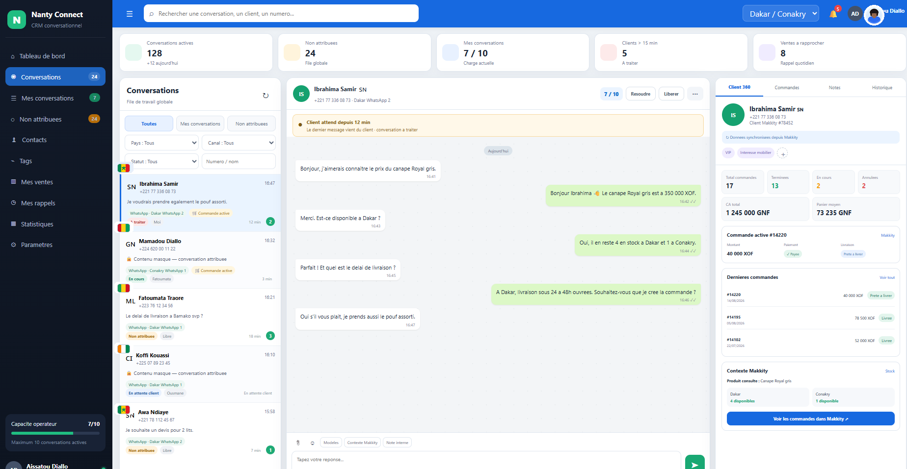 Vue Client 360 Nanty Connect